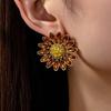 Fine Sweet Elegant Flower Earrings with Exaggerated Design Trendy Style Temperament Earrings