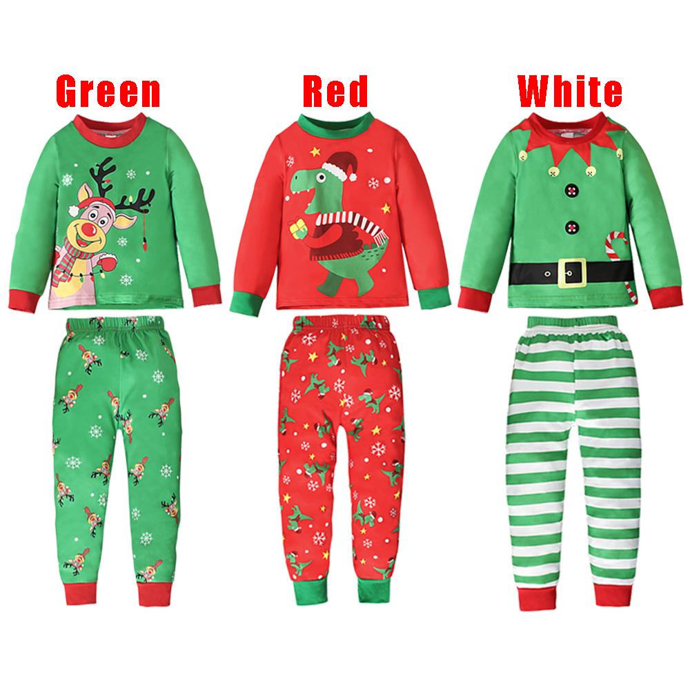 Рождественский Санта-Клаус, олень, динозавр, детская рубашка и брюки, пижамный комплект из 2 предметов для 2-7 лет
