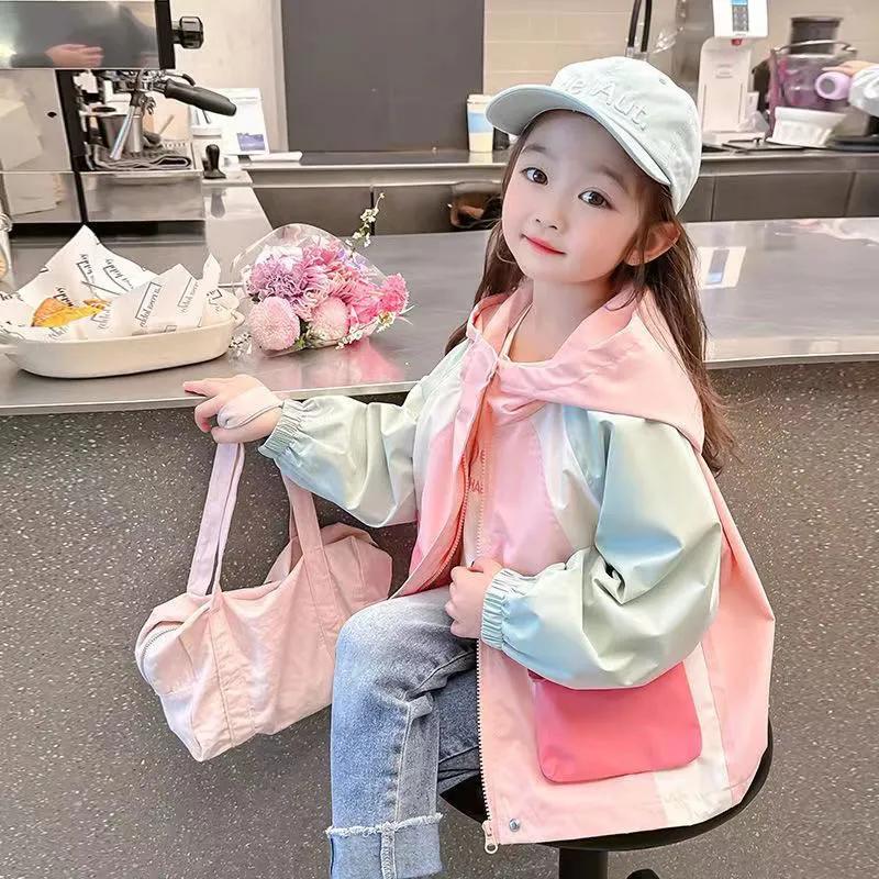 Girls Spring Fashion Hooded Jackets Coats Autumn Children Clothes New Casual Zipper Outerwear 1-12 Year Old