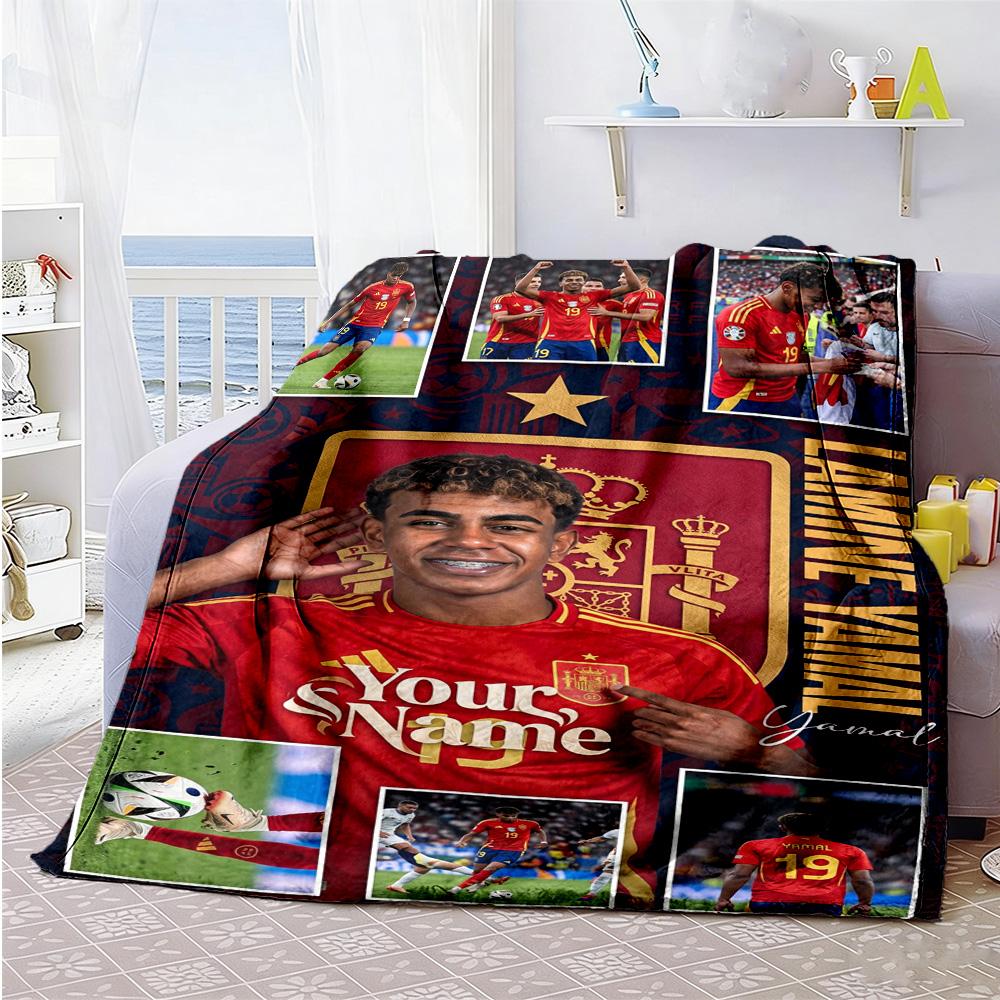 Lamin Yamal Customize Your Name Blanket Multipurpose Customizable Blanket Comfortable Suitable For Office Sofa Livingroom Living Room