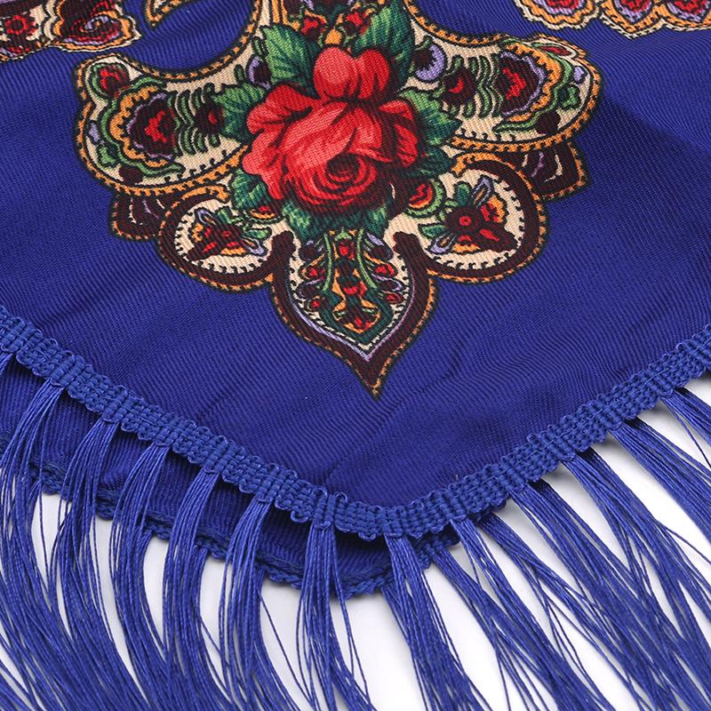 Хлопковый шарф в этническом стиле, женский платок на голову в стиле ретро, четырехсторонняя шаль с кисточками, квадратный шарф с цветком