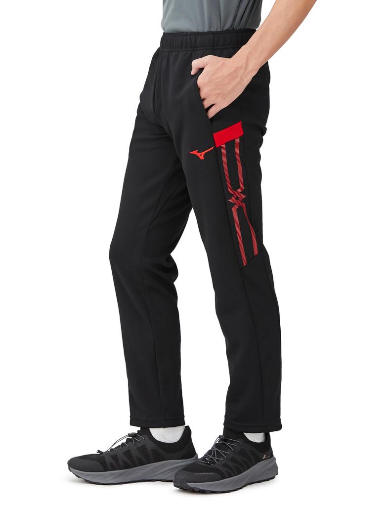 Mizuno Разминочные брюки MC Line, Влагоотводящий, Быстросохнущий трикотаж, Унисекс, Размер 32MDB110, Черный/Китайский красный, M