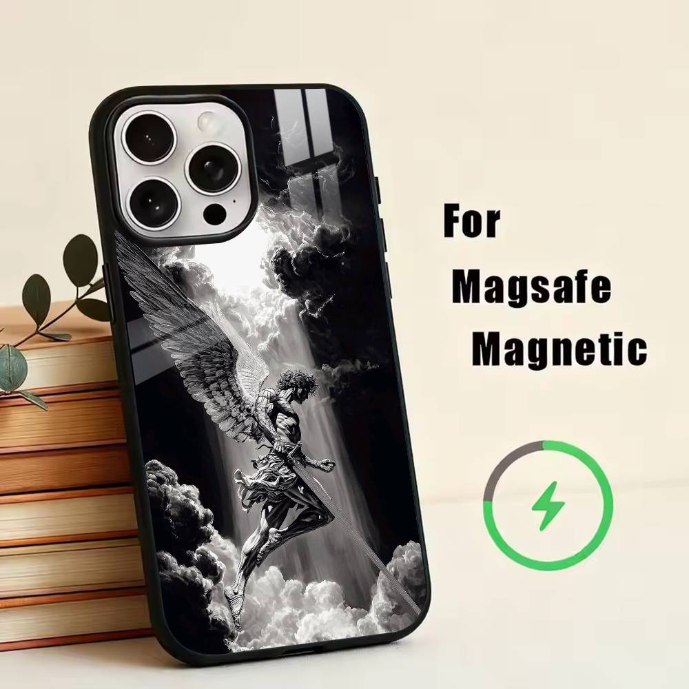 Dark angel Phone Case For iPhone17,16,15,14,13,12,11 Plus,Pro Magnetic with Magsafe Wireless Charging