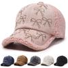 Autumn Winter Lamb Velvet Warm Baseball Cap Rhinestone Bow Cap Outdoor Women's Cotton Cap