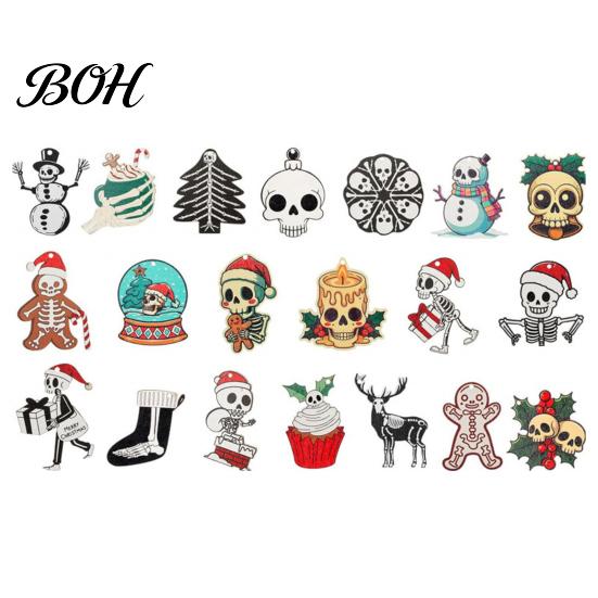 Unique Gingerbread Man Wood Pendants Skeleton Christmas Tree Hanging Ornaments, 3.15 Inch Skull Dark Retro Style Holiday Souvenirs Gothic Spooky