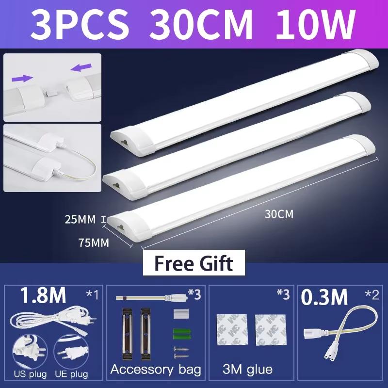 Светодиодная трубчатая лампа 110-220 В 10/20 В Кухонная лампа под шкаф Светодиодные ленты с кабелем-переключателем 1,8 м Для домашней спальни Внутреннее освещение