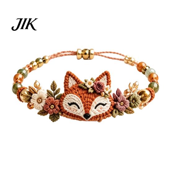 Weaving Bracelet Kit DIY Woven Animal Kit, Handmade Fox Cat Deer Bird Craft Set Crafts, Floral Crochet for Beginners Adults