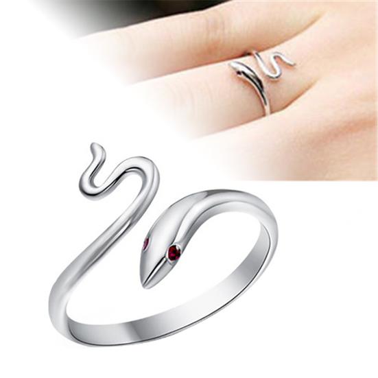 Women Opening Adjustable Finger Wavy Snake Party Ring Banquet Jewelry Decor