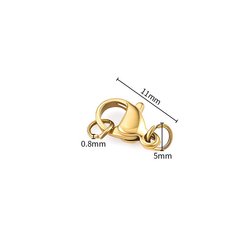 High Quality PVD Plated 18K Gold Stainless Steel Lobster Clasp with Open Ring Waterproof Connector Findings for Jewelry Making