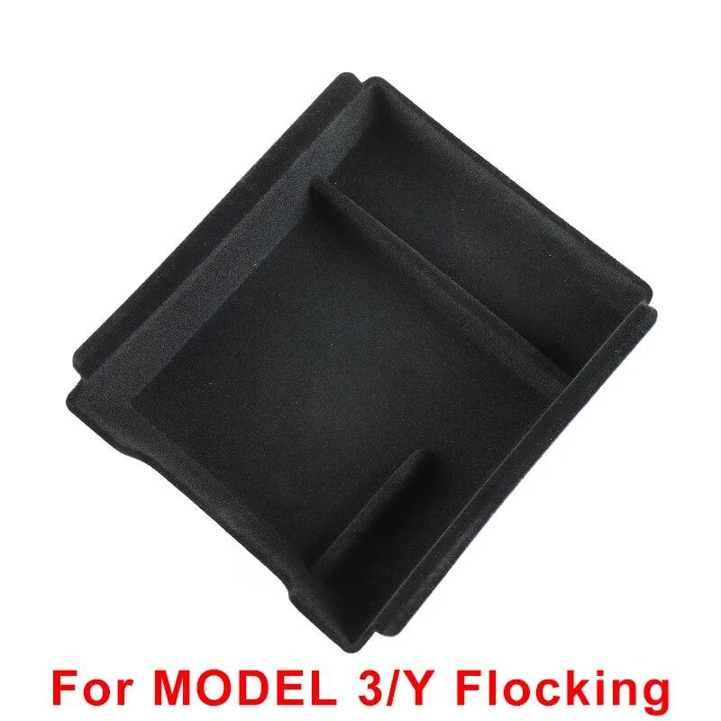 For Tesla Model 3 Model Y 2022 Storage Box Car Central Armrest Flocking ABS Storage Box Organizer Model 3 2023 Accessories
