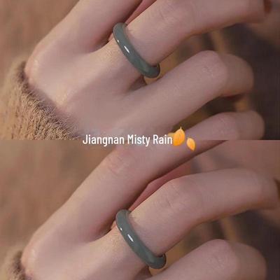 Кольцо, вдохновленное нефритом Цзяннань: Стиль Misty Rain Xiaohongshu, не выцветает, модный древний дизайн для женщин