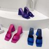 Summer Fashion Elegant Women Slides11cm High Heels New Purple Pumps Blue Mules Sandals Lady Rose Red Slippers Quality Shoes