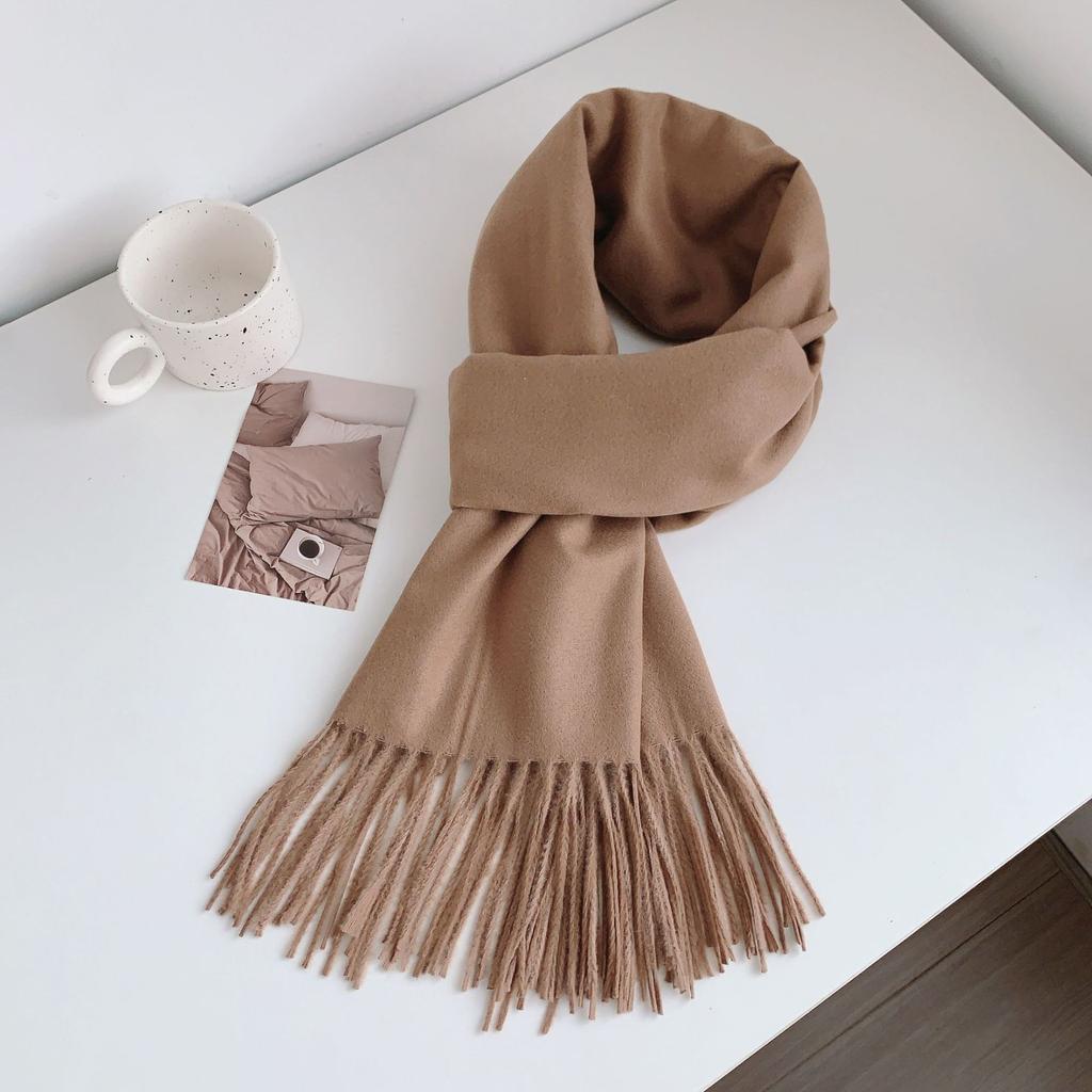 34 цвета, зима 2024, новый высококачественный искусственный кашемировый кисточкой однотонный шарф для женщин, универсальный темпераментный платок-шарф