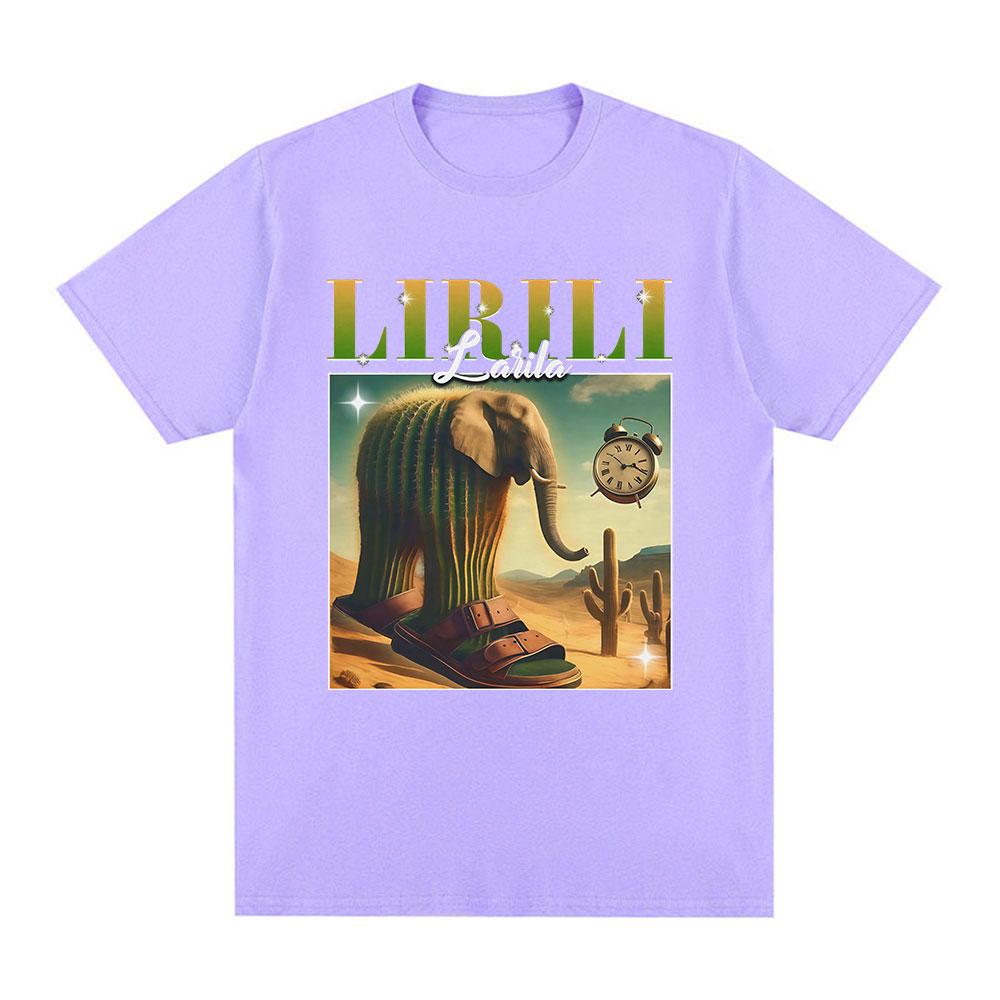 Lirili Larila Funny Italian Brainrot Meme Graphic T Shirt Men's Women Clothing Fashion T Shirts Casual Cotton T-shirt Streetwear