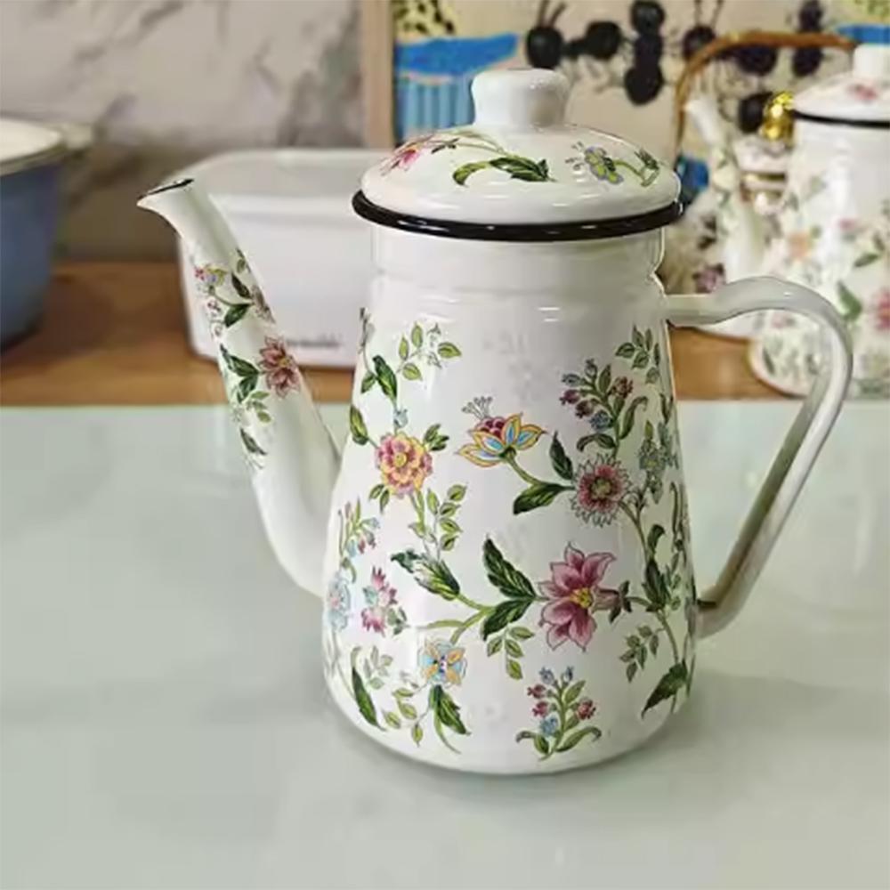 1,1 л, Эмалированный кофейник для ручного заваривания, Холодный чайник большой емкости в японском стиле, Масленка с узким носиком для кухни, Кофейный инструмент