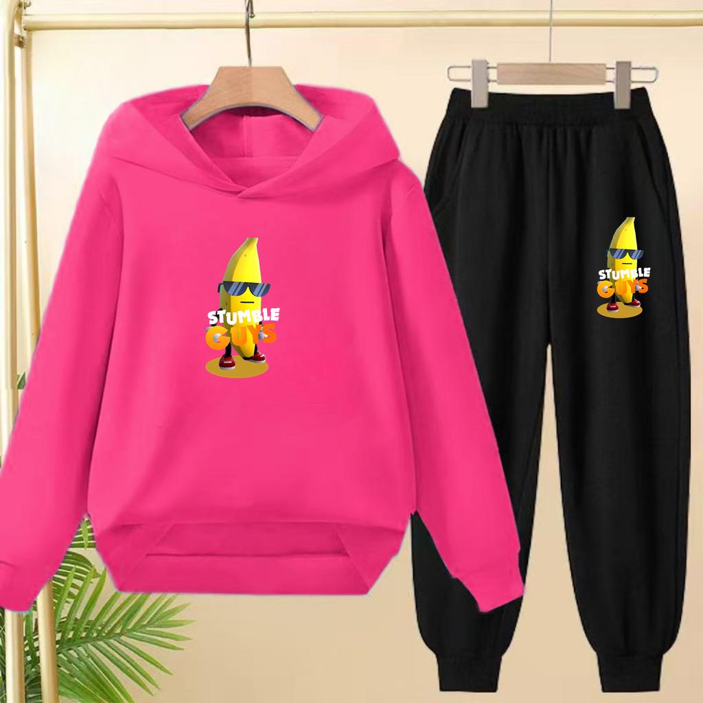 Children's Hoodie Pullover 3-12Yrs Anime GUYS Print Charming Coat Sweatshirt+Pants Boys Girls Toddler Trendy Clothes Leisure Set