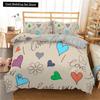 Room Decor Home Bedding Sets 2/3pcs Red Heart Printing Queen Size Pillowcase Duvet Cover Set Polyester Bedclothes