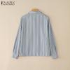 ZANZEA Женская повседневная блузка в полоску с отложным воротником и свободными длинными рукавами