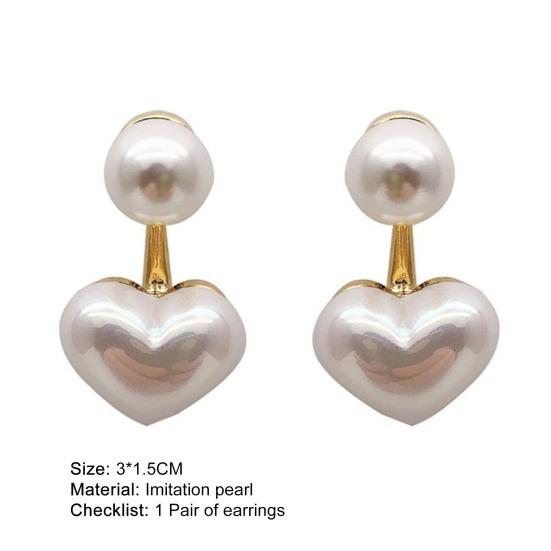 1 пара пирсинга, белые темпераментные женские серьги с искусственным жемчугом в форме сердца, изящные серьги, ювелирные аксессуары
