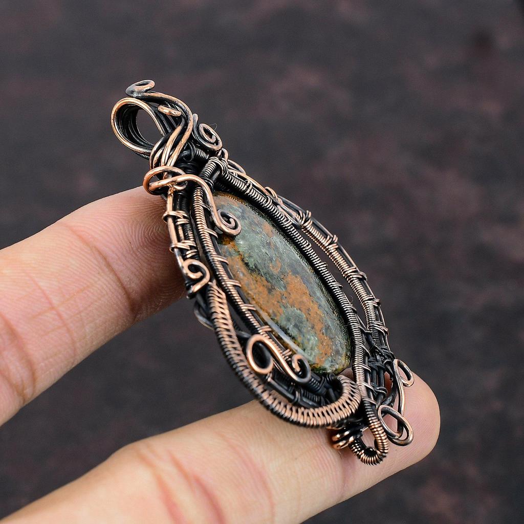 Подвеска из граната спессартина в известняке, медная проволока, обернутая драгоценным камнем, ручная работа, медные украшения, совершенно новые подвесные украшения из проволоки для подарка