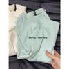 Fufu Korean Style Blue Slim-Fit Knitted Sweater, Semi-High Neck, Soft and Cozy Top for Autumn and Winter 2026.