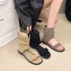 Retro Flat-bottomed Casual Niche Design Sandals Women's Summer New One-word with Rear Zipper Cool Boots