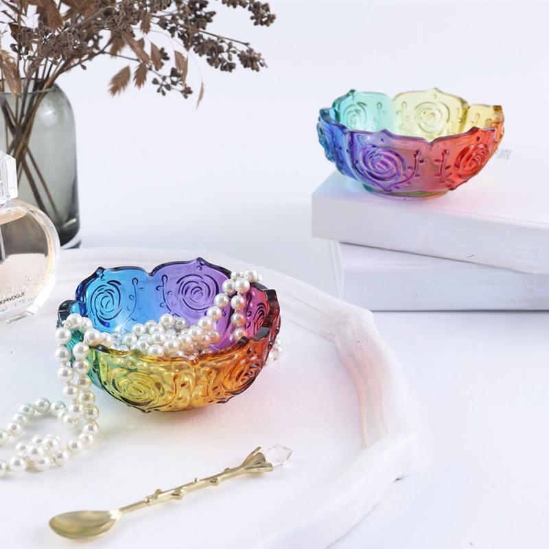 Diy Кристалл Капля Клей Эпоксидная Смола Роза Лотос Чаша Для Хранения Зеркало Силиконовая Форма