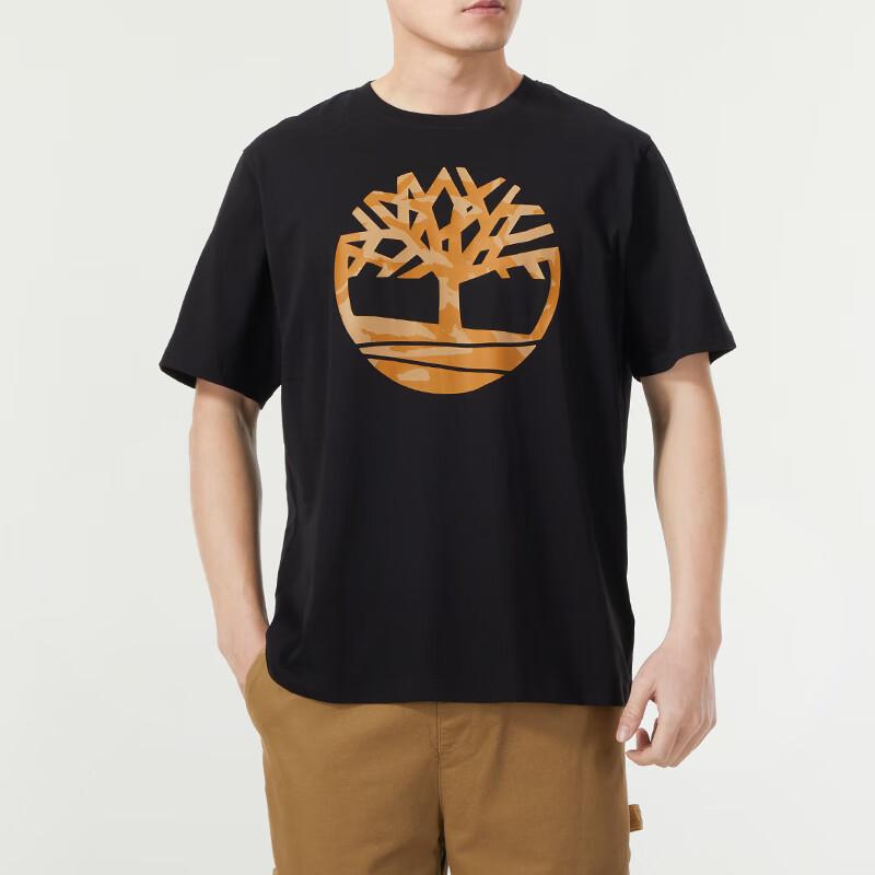 Timberland Футболка с логотипом и круглым вырезом, дышащая, с коротким рукавом, мужская, черная A2Q5Q-001