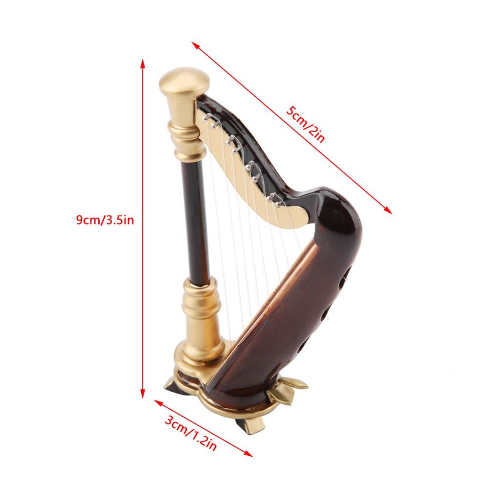 2pcs Replica Wooden Harp Replica Wooden Musical Instrument Ornament  Office Display