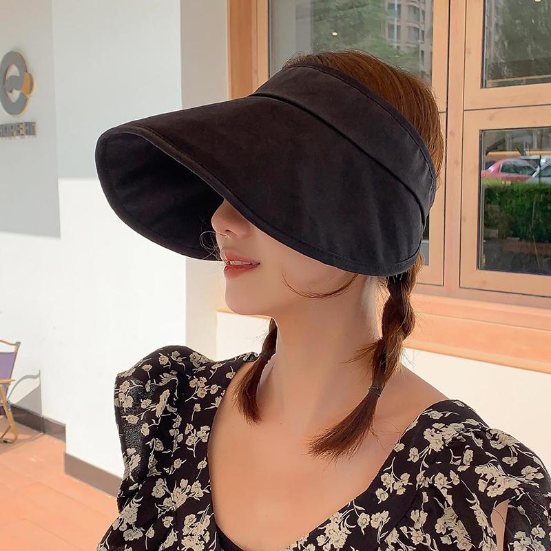 Женский козырек от солнца UPF50+ с защитой от УФ-лучей, летняя дышащая складная шляпа, надежная фиксация для бега и путешествий на открытом воздухе