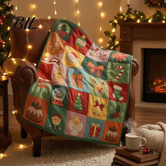 Rustic Farmhouse Autumn Home Accessories Halloween Patchwork Throw Blanket, 90s Vintage Plaid Tapestry with Ghost Pumpkin Bat, Cozy Retro Decor
