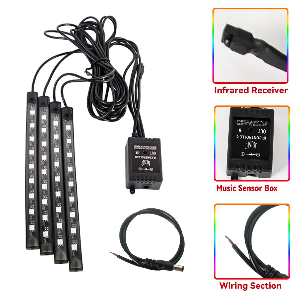 Светодиодные фонари для мотоциклетных аксессуаров RGB APP Управление звуком Мотоциклетная подсветка Гибкая водонепроницаемая декоративная подсветка Неоновая лента 12 В