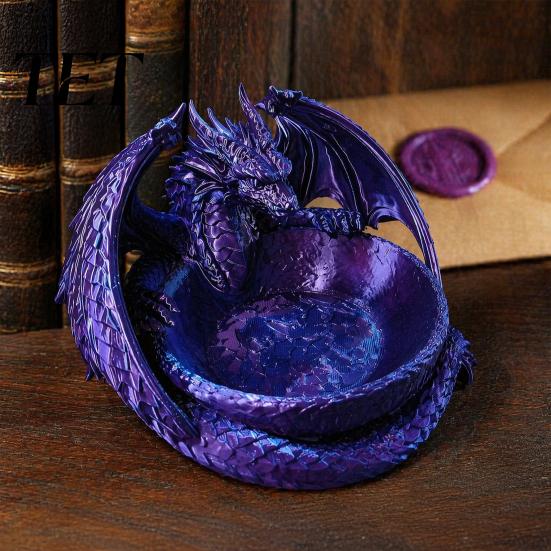 Tabletop Trinket Tray 3D Printed Dragon Jewelry Tray, Fantasy Catchall, Gothic Key Handmade Resin Alternative Holder, Medieval Desktop Storage