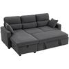 Corner Sofa Bed, Corduroy, 3-Seater, Hidden Storage, Cushions, 205 x 135 x 76 cm, Grey