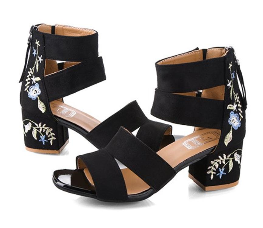 Woman Pumps High Heels Elastic Band Zipper Rubber Open Toe Embroider Dancing Party Wedding Ladies Shoes Zapatos Mujer Cvb56