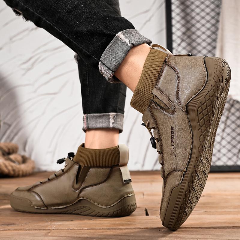 Осенние зимние ботинки мужские классические ретро модные повседневные ботинки обувь удобные уличные теплые зимние ботинки туфли на плоской подошве кожаные кроссовки