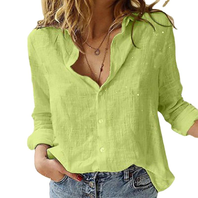 Женские рубашки, весна-осень, рубашка большого размера с длинными рукавами и пуговицами, женская повседневная блузка больших размеров, топ