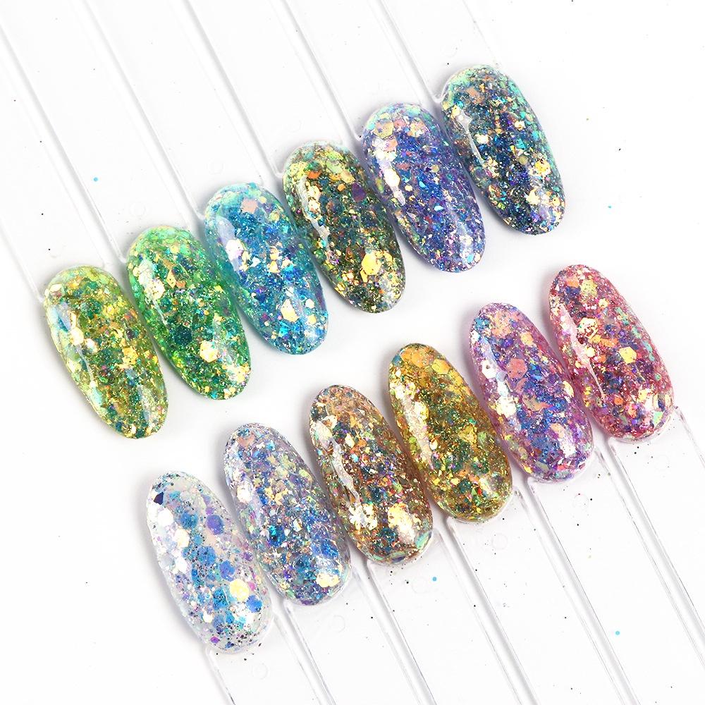 12 Grid/box Mixed Size Hexagon Nail Glitter Sequins Shiny Flakes Nail Art Decoration
