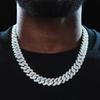 Hip Hop Shiny 15MM Cuban Link Chain Necklace Women Men  Color Rhinestone Iced Out Cuban Chain Punk Jewelry Necklace Gift