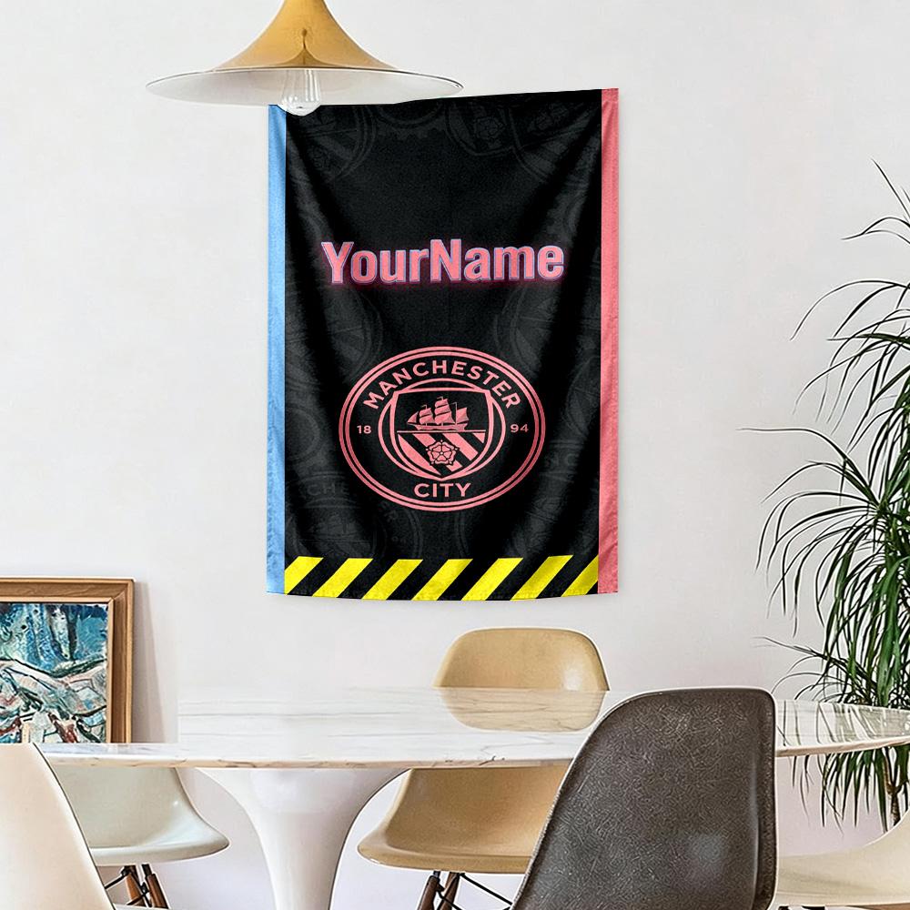 Manchester City Custom Your Name Wall Decor Tapestry Art For Pet Memorial Birthdaywedding Party Backdrop Family Gift
