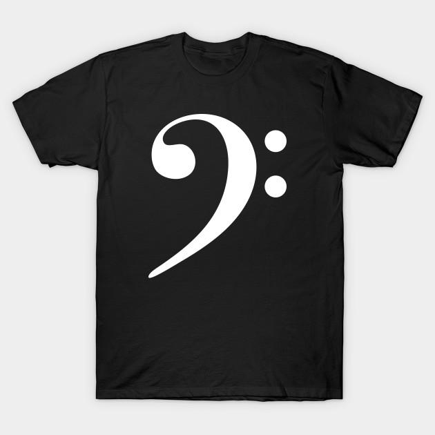 Asian Size Men Black Print T-shirt Bass Clef White No-Cut Heat Transfer Print Cotton Tshirt