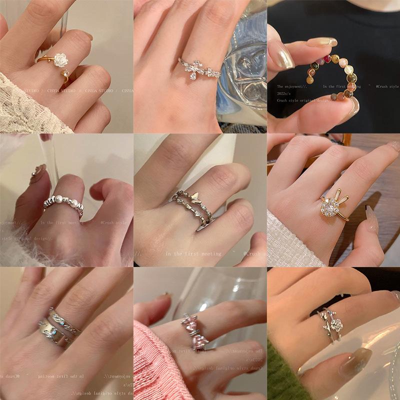 Vintage niche design high-end open ring for women, trendy minimalist style, elegant and simple tail ring