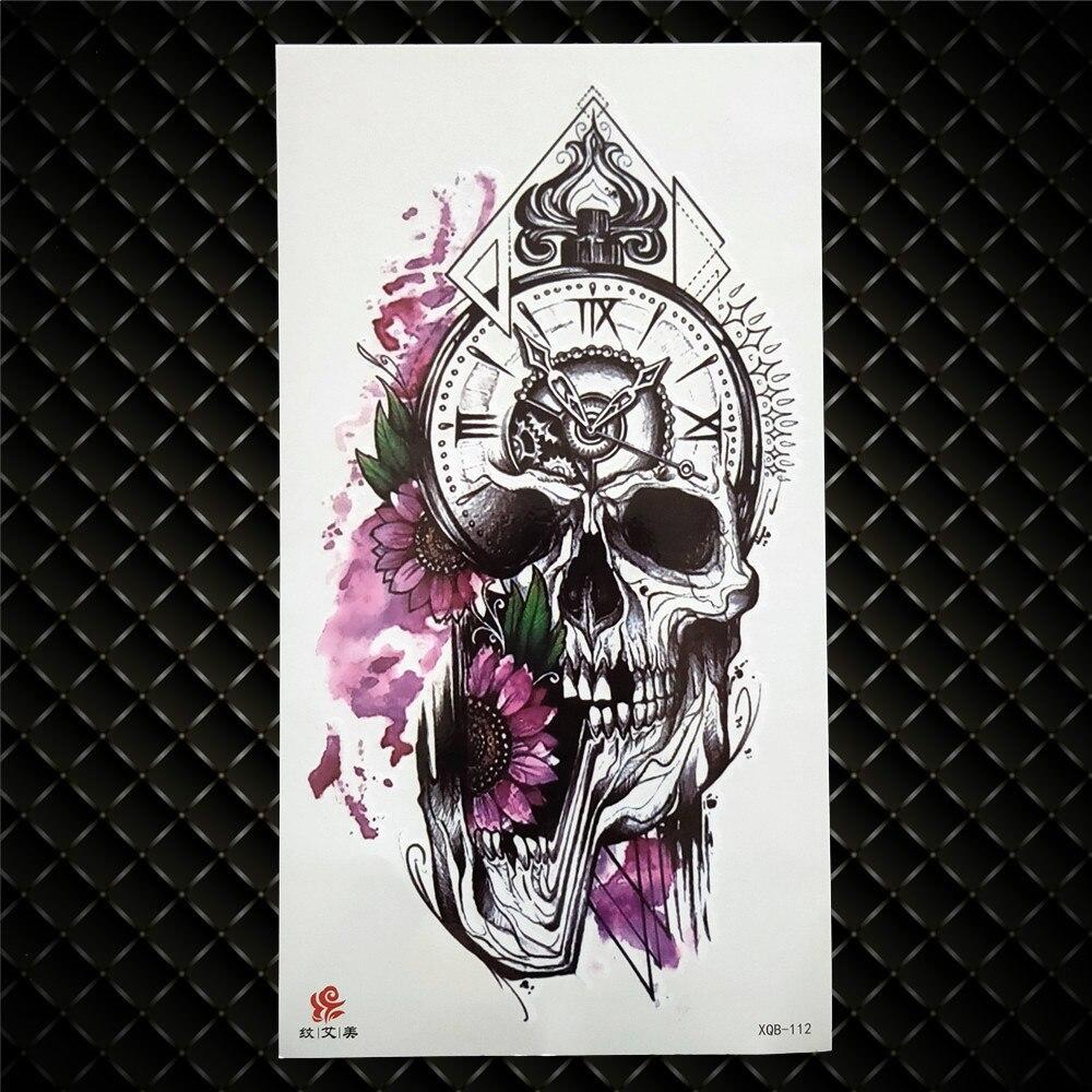 Временная татуировка с цветком ромашки для девушки, сексуальная, настоящая или ложная татуировка, наклейка, большой черный цветок пиона, водонепроницаемая татуировка