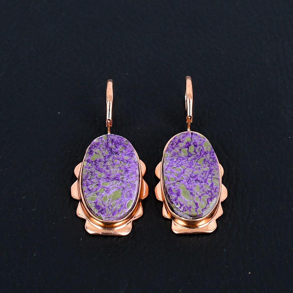 Пурпурит драгоценный камень ручной работы медные изумительные ювелирные серьги для нее