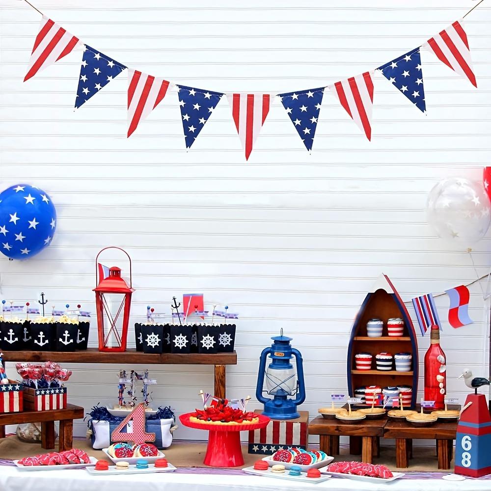 1Pcs Star Spangled Banner Wreath Triangle Banner Party Decoration Anniversary Party Supplies Flag Pulling Banner
