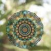 Metal Wind Spinner Autumn Flower Mandala Design In Teal Gold Brown for Garden Patio Balcony Decor All Season Outdoor Wind Chime