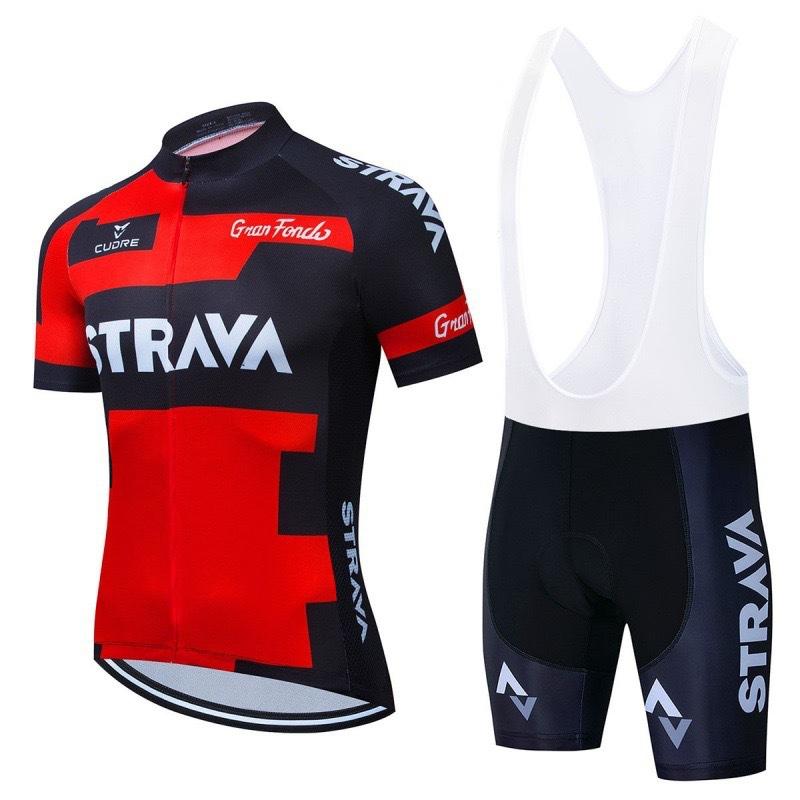 New Strava Cycling Suit Men's Outdoor Sports Cycling Short Sleeve Strap Shorts Set
