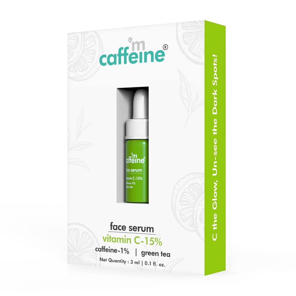 mCaffeine 15% Vitamin C Face Serum with Green Tea & Caffeine for Glowing, Even-Toned Skin - 3ml