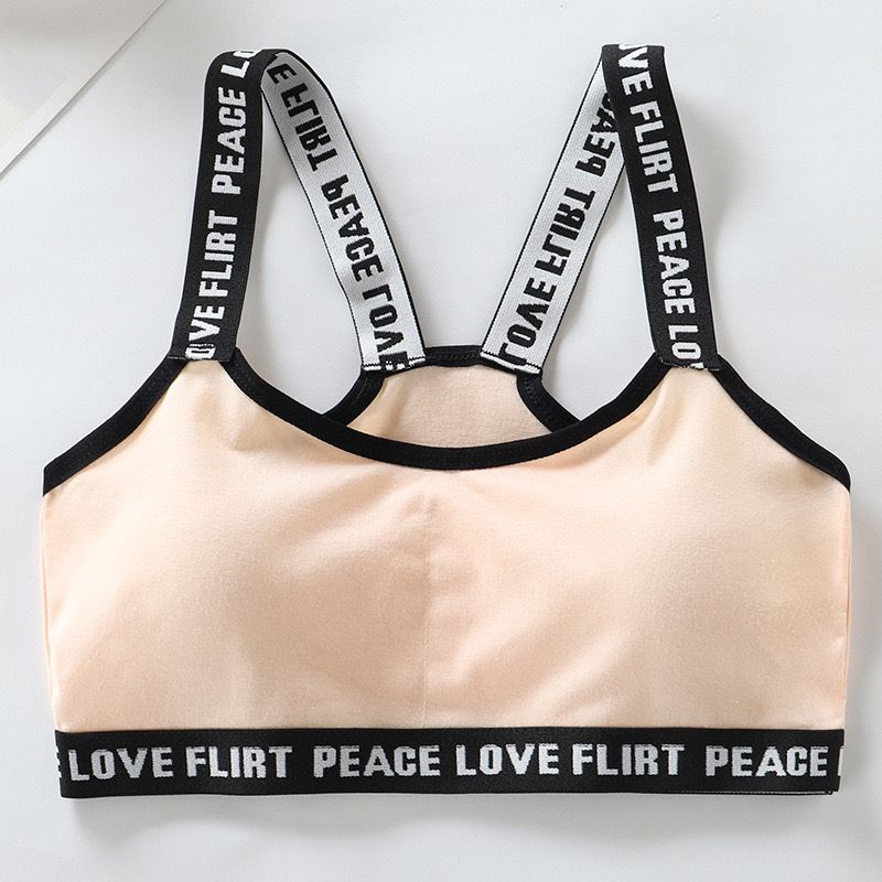 Girl Racerback Cotton Sport Training Bra Solid Color Wide Strap Underwear 8-14Years