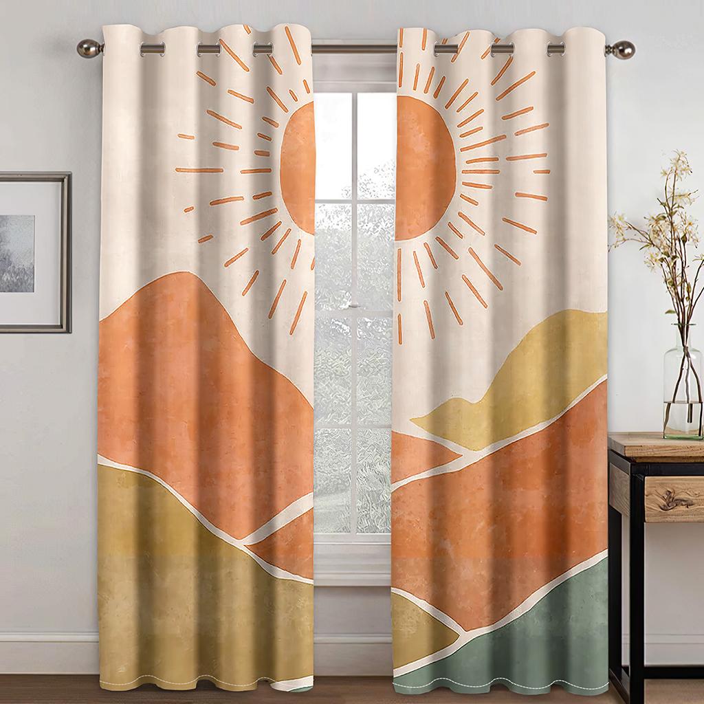 Шторы в стиле бохо с художественным узором для офиса, гостиной, спальни, кухни, балкона, домашнего декора, 2 панели